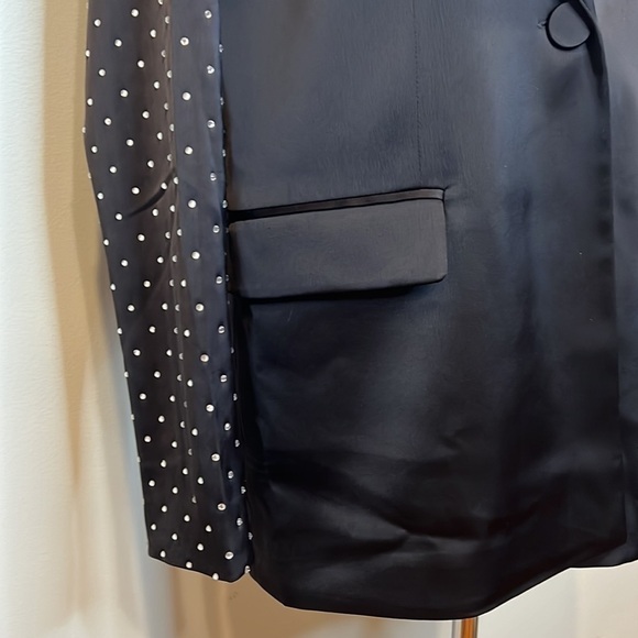 Danielle Bernstein We Wore What Womens Satin Embellished One-Button Blazer XS - Picture 3 of 9